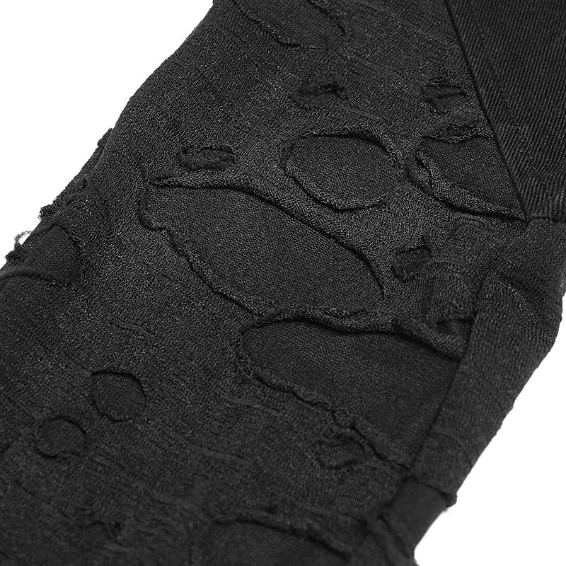 OK-344 Punk Elastic Stitching Trousers With Broken Hole