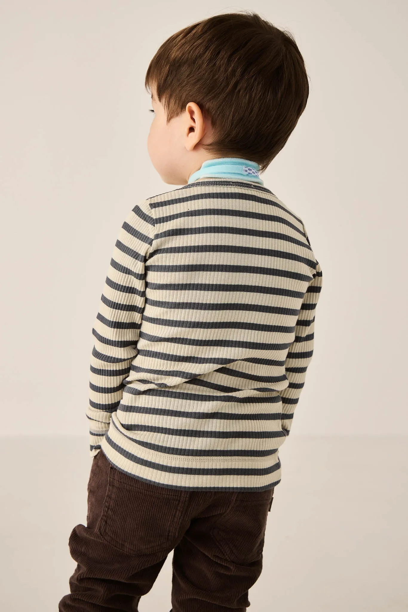 Organic Cotton Modal Long Sleeve Henley - Cassava/Arctic
