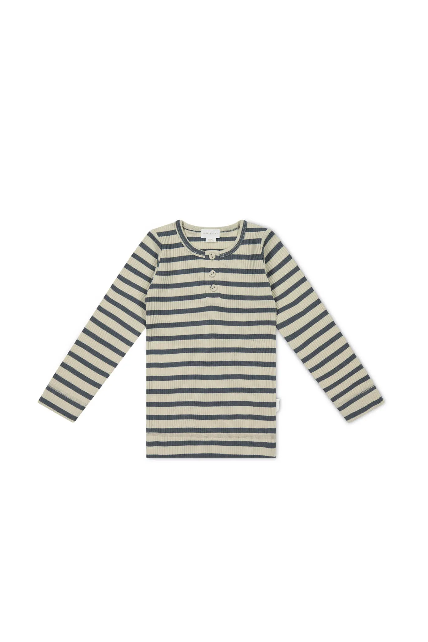 Organic Cotton Modal Long Sleeve Henley - Cassava/Arctic