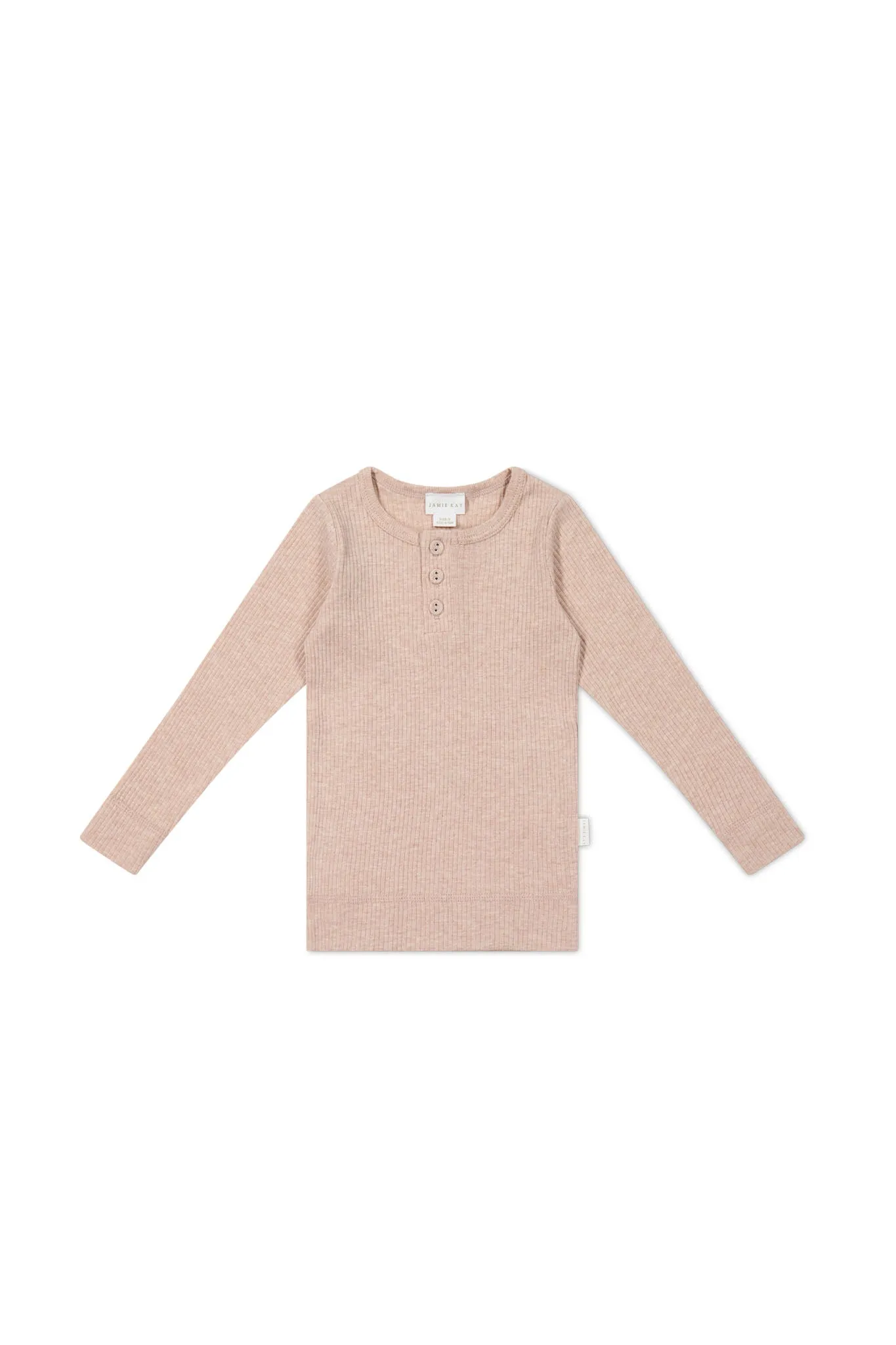 Organic Cotton Modal Long Sleeve Henley - Dusky Rose Marle