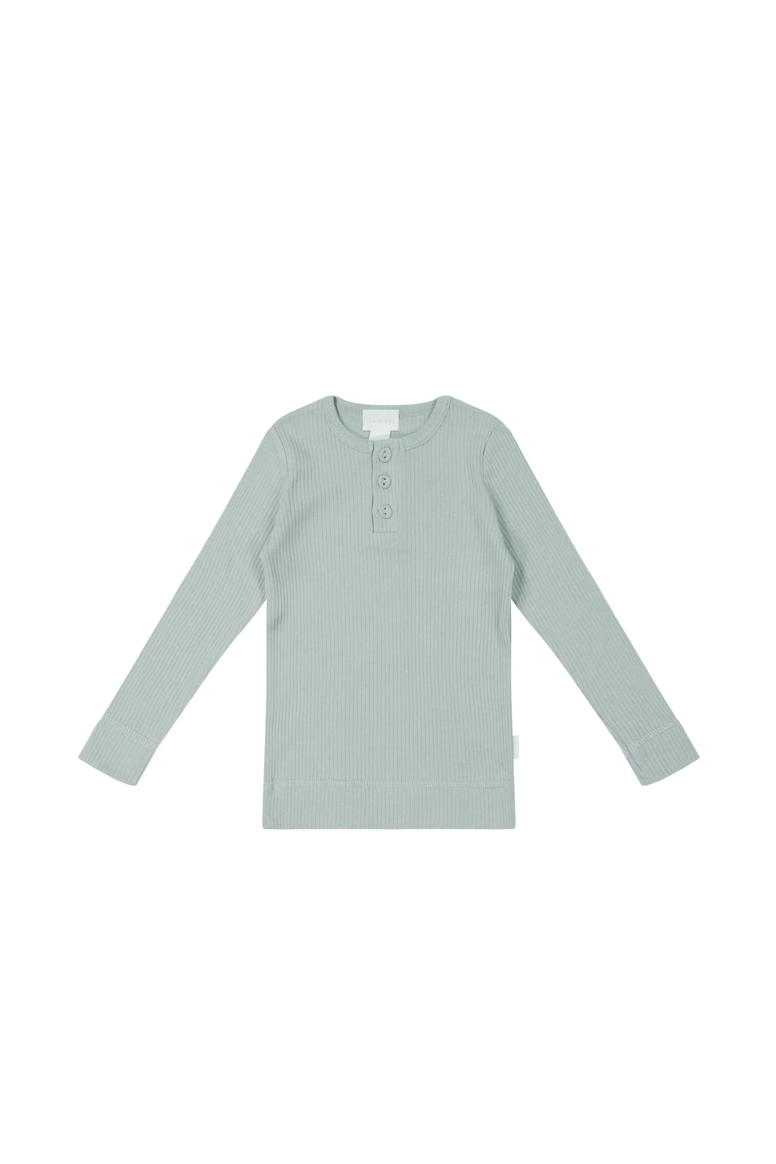 Organic Cotton Modal Long Sleeve Henley - Mineral