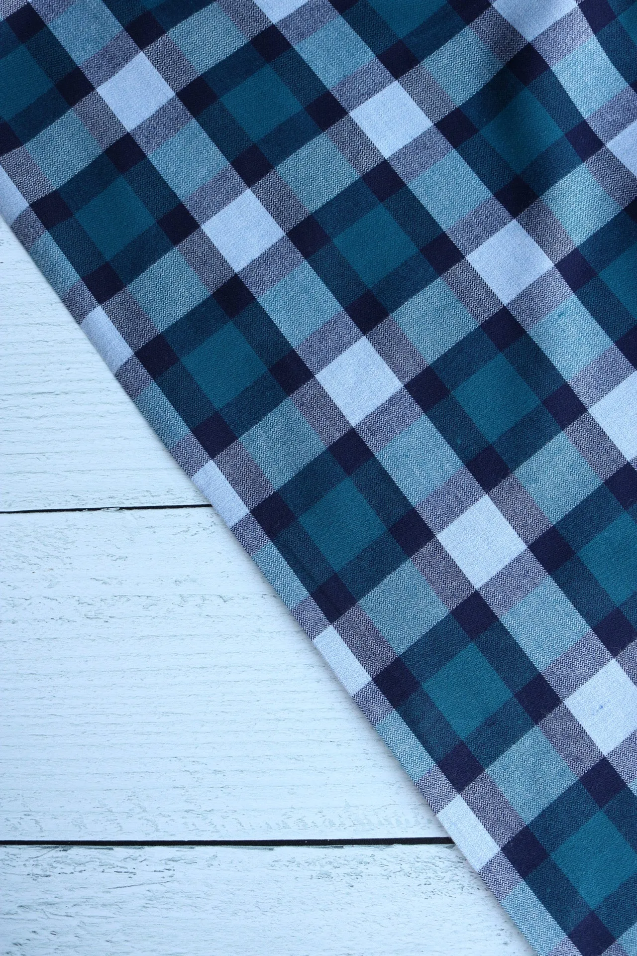 Teal | Lisbon Brushed Plaid Melange | Robert Kaufman