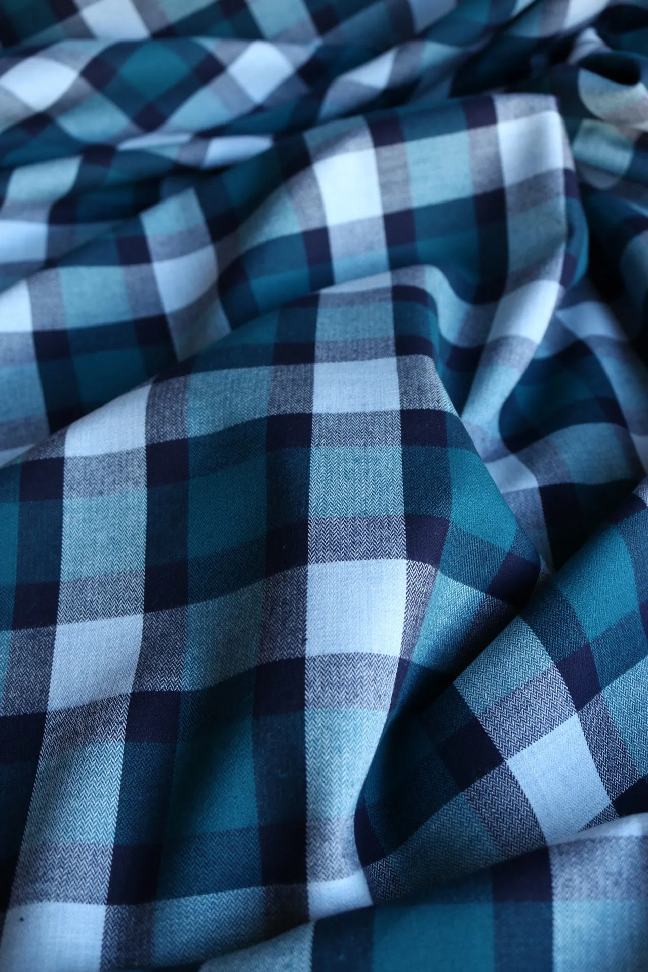 Teal | Lisbon Brushed Plaid Melange | Robert Kaufman