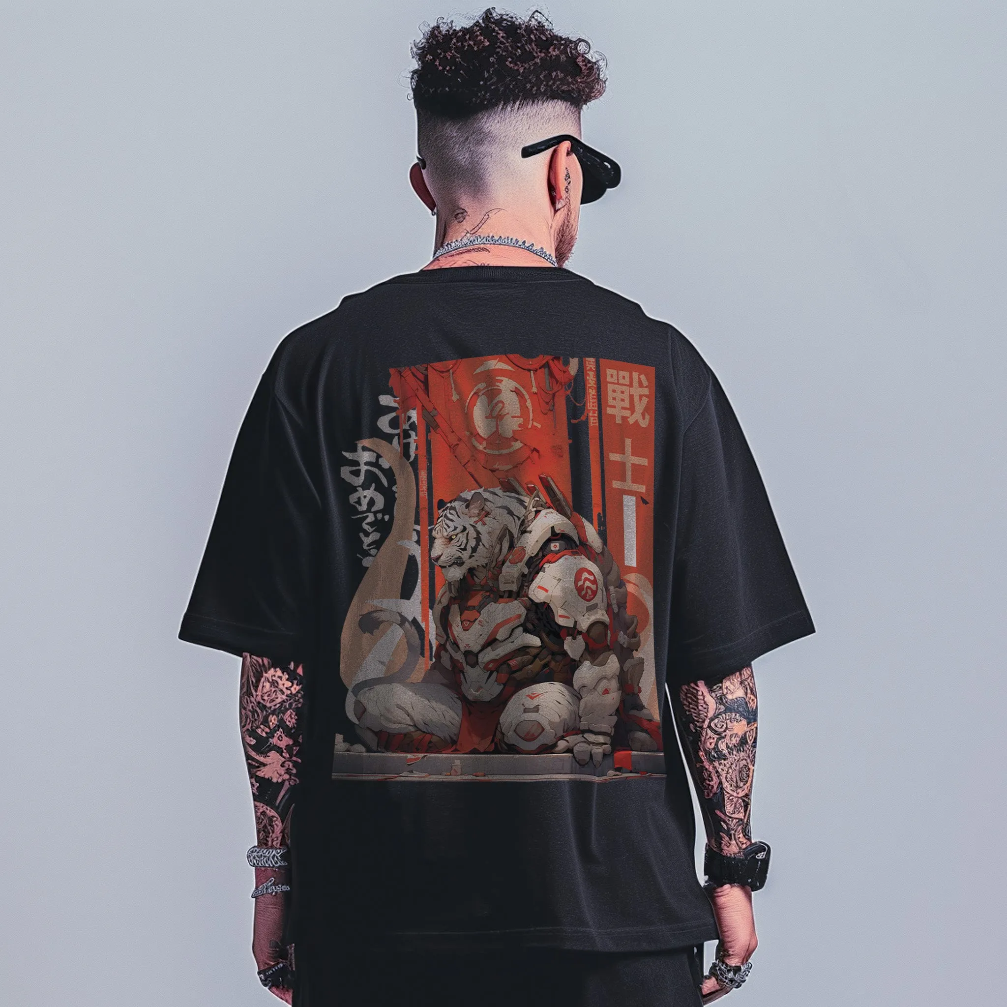 Unisex Urban Samurai Mech Oversized Graphic Tees