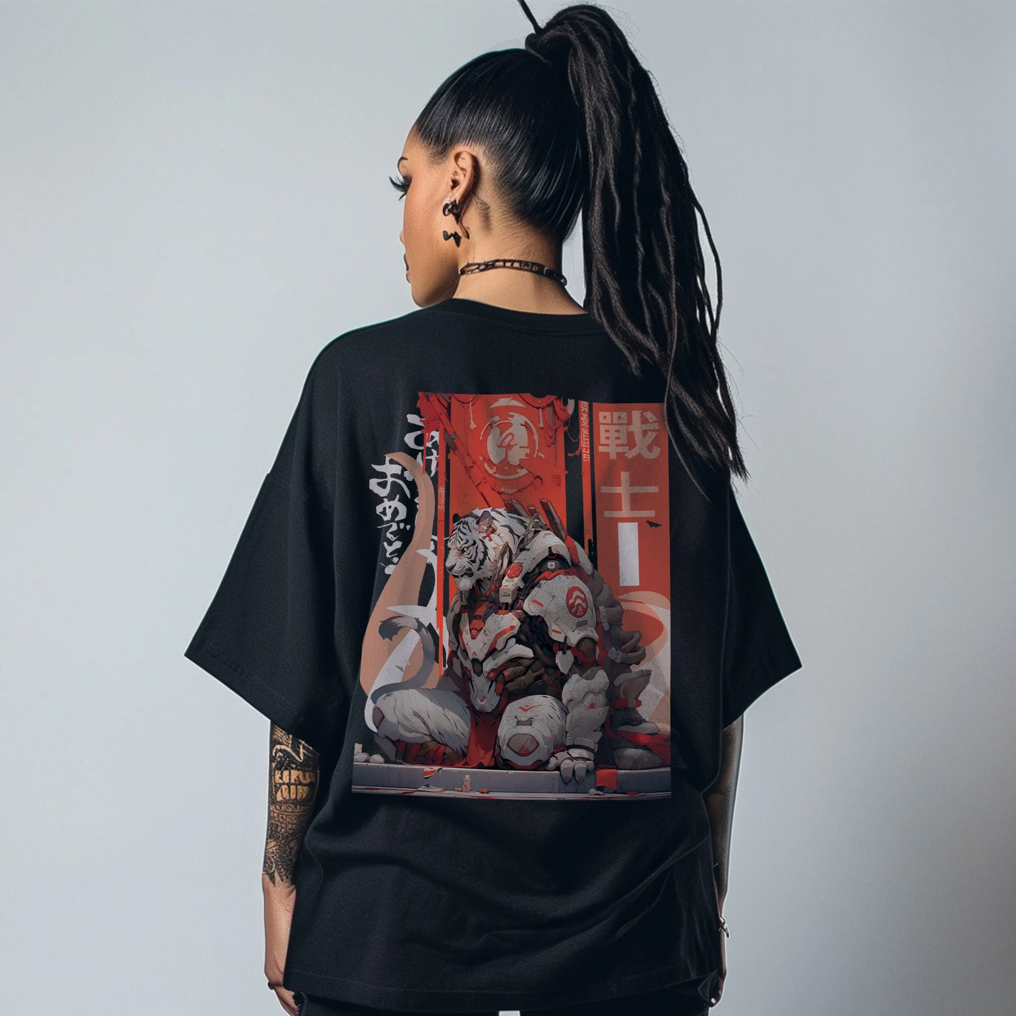 Unisex Urban Samurai Mech Oversized Graphic Tees