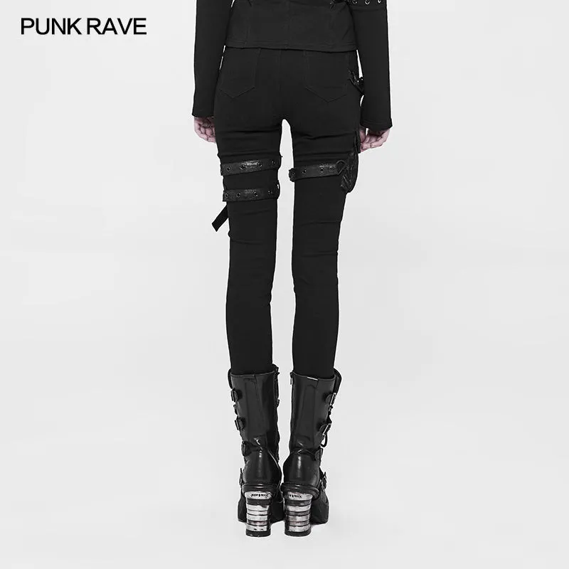 WK-327 Futuristic Elastic Tight Trousers Punk Pants For Women