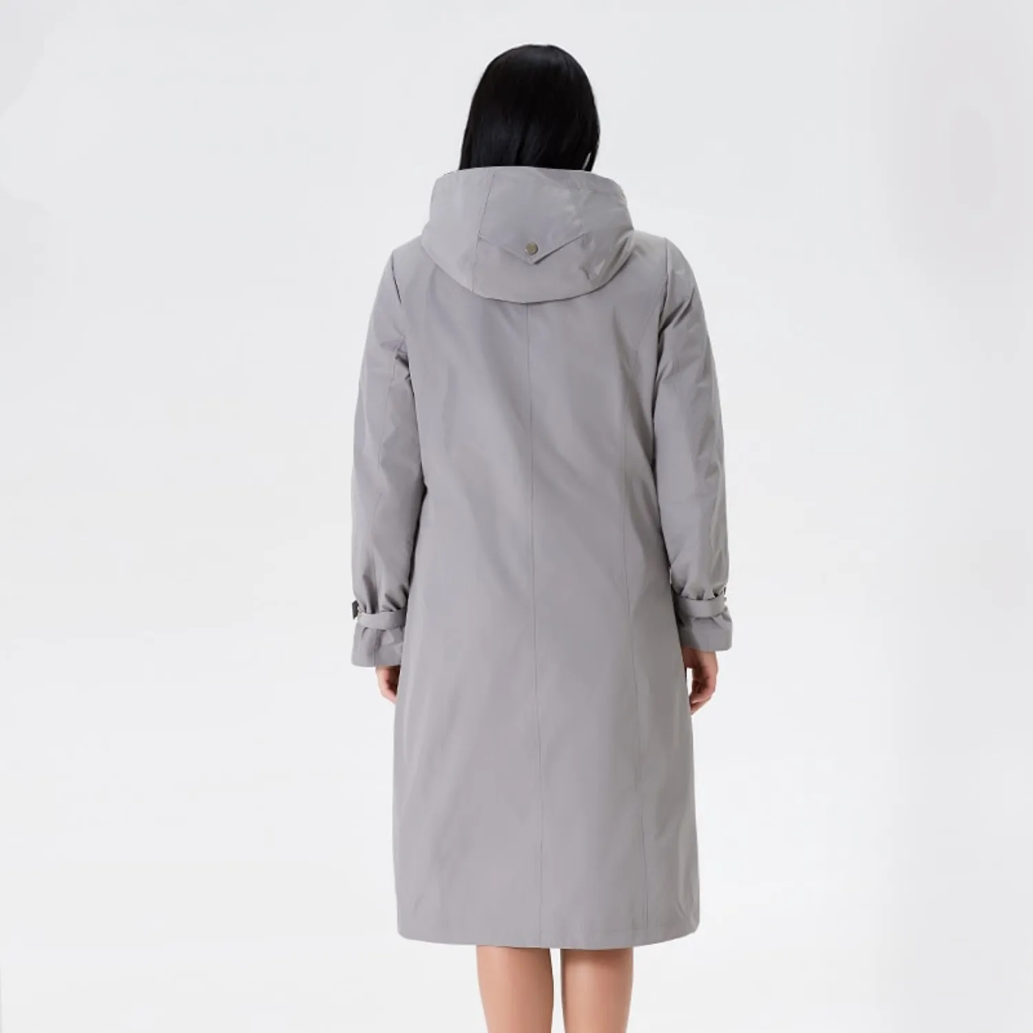 Women's Spring Solid Long Windbreaker | Plus Size