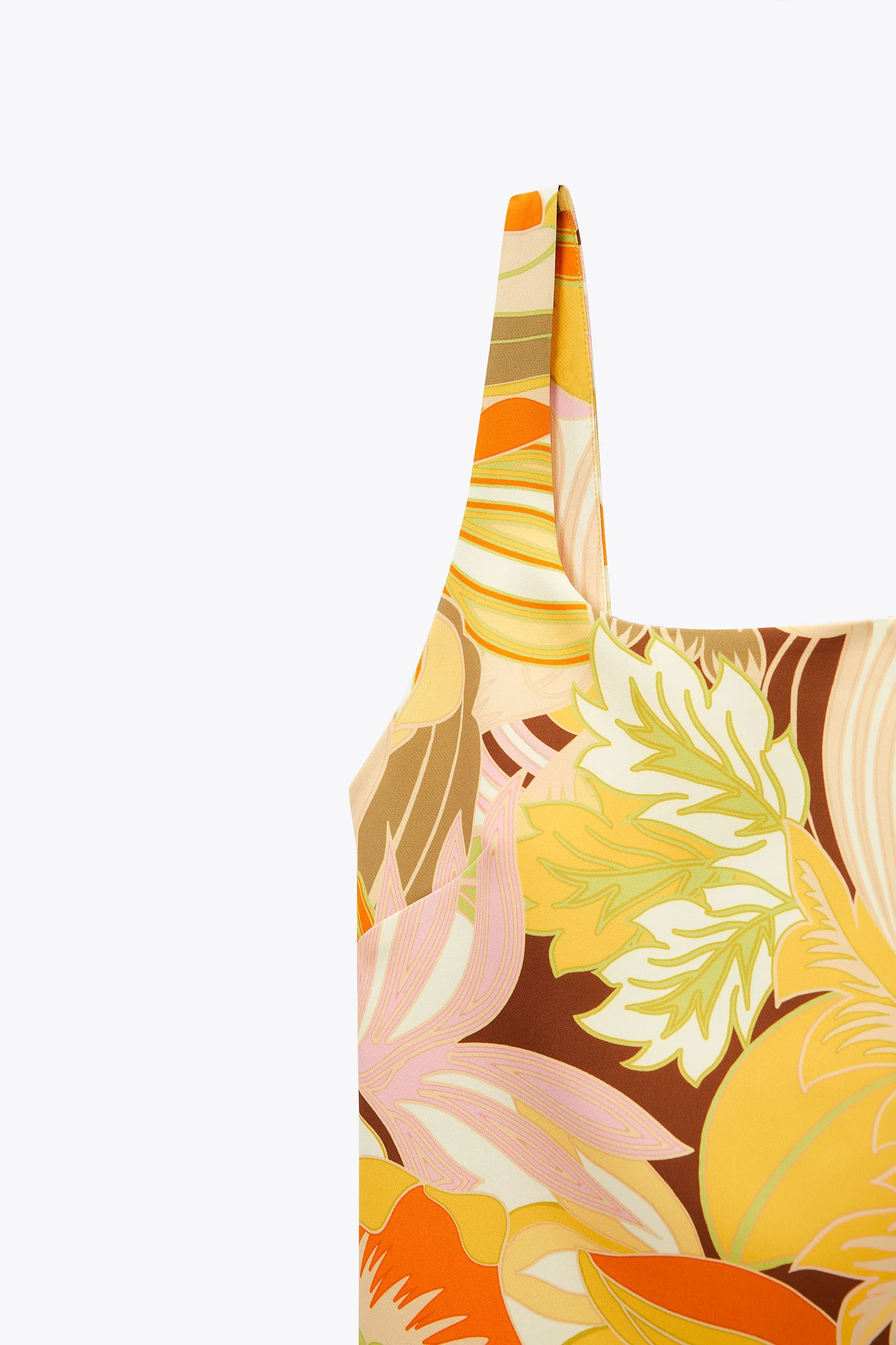 ZARA YELLOW PRINTED TOP WITH SCRUNCHIE