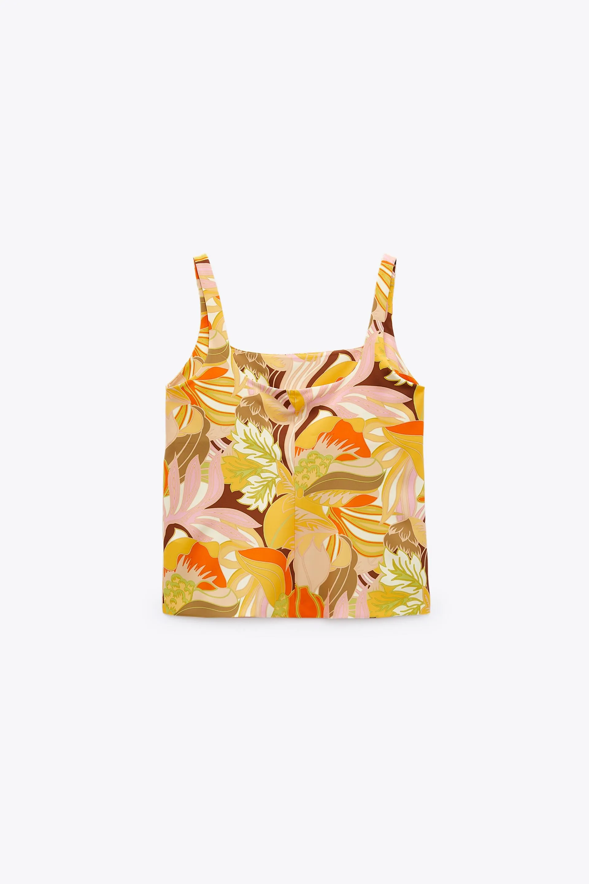 ZARA YELLOW PRINTED TOP WITH SCRUNCHIE
